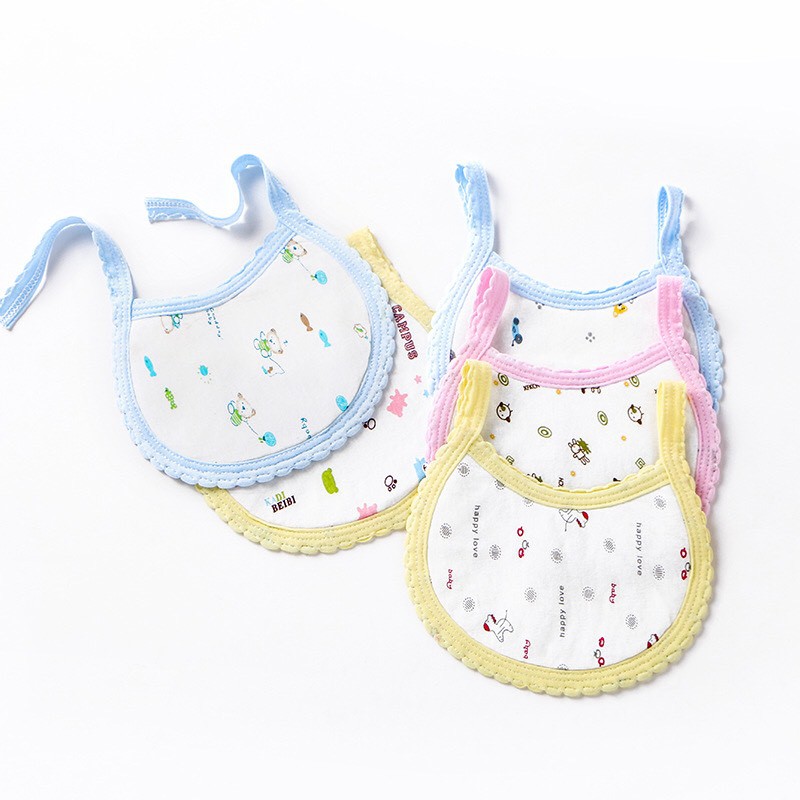 Set 3 Yếm Tròn Trần Bông Cotton 3 Lớp Siêu Thấm Hút Cho Bé