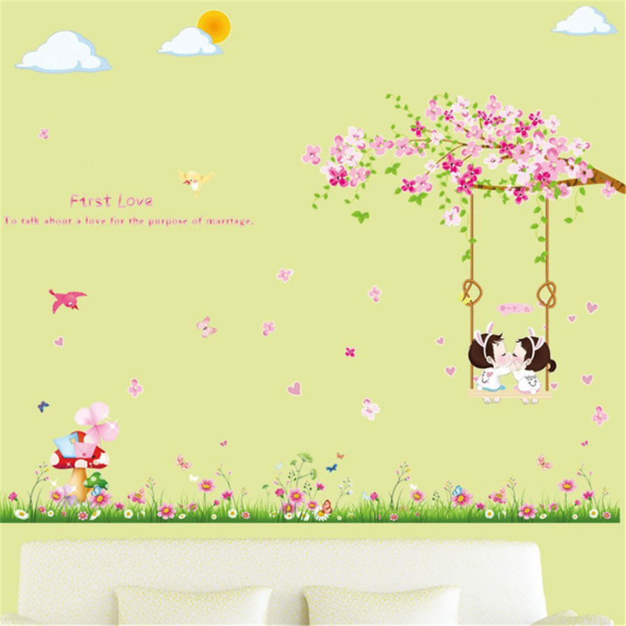 Decal Dán Tường Xích Đu Tình Nhân Binbin PK221 (150 x 130 cm)