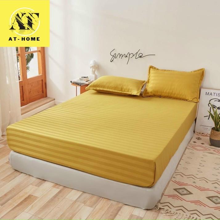 Bộ Ga Gối Cotton Lụa Sọc 3F Lụa Loại 1 - LAN PHAM BEDDING - Vàng