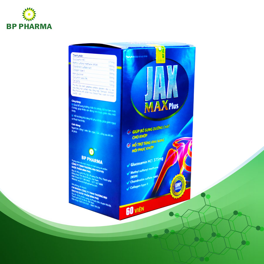 Viên Nang Mềm JAX MAX Plus Giúp Bổ Sung Dưỡng Chất Cho Khớp, Hỗ Trợ Khả Năng Hồi Phục Khớp - Lọ x60 Viên