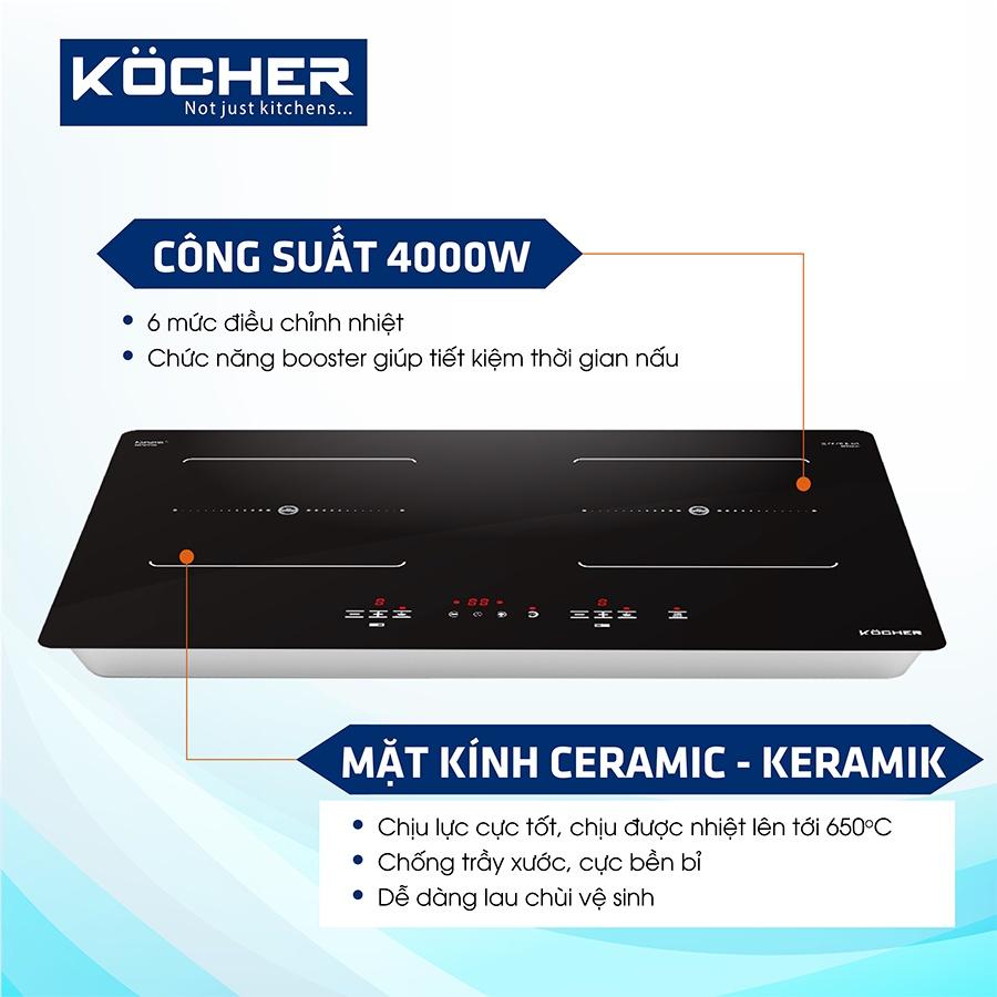 Bếp từ KOCHER DI-633SPMAX01đặt âm/dương mặt kính chịu lực - Hàng chính hãng