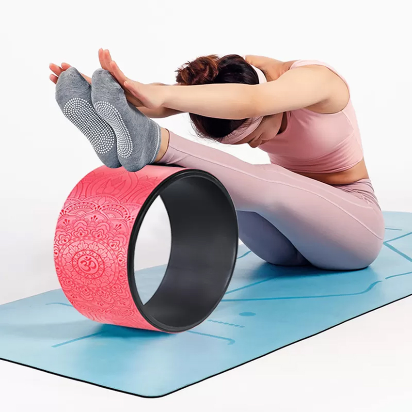 Vòng Tập Yoga PU Có In Hoa Văn - YOGA QG, Khung Nhựa ABS Bọc PU Cao Cấp, Chịu Lực Tốt, Kích Thước 33x13cm