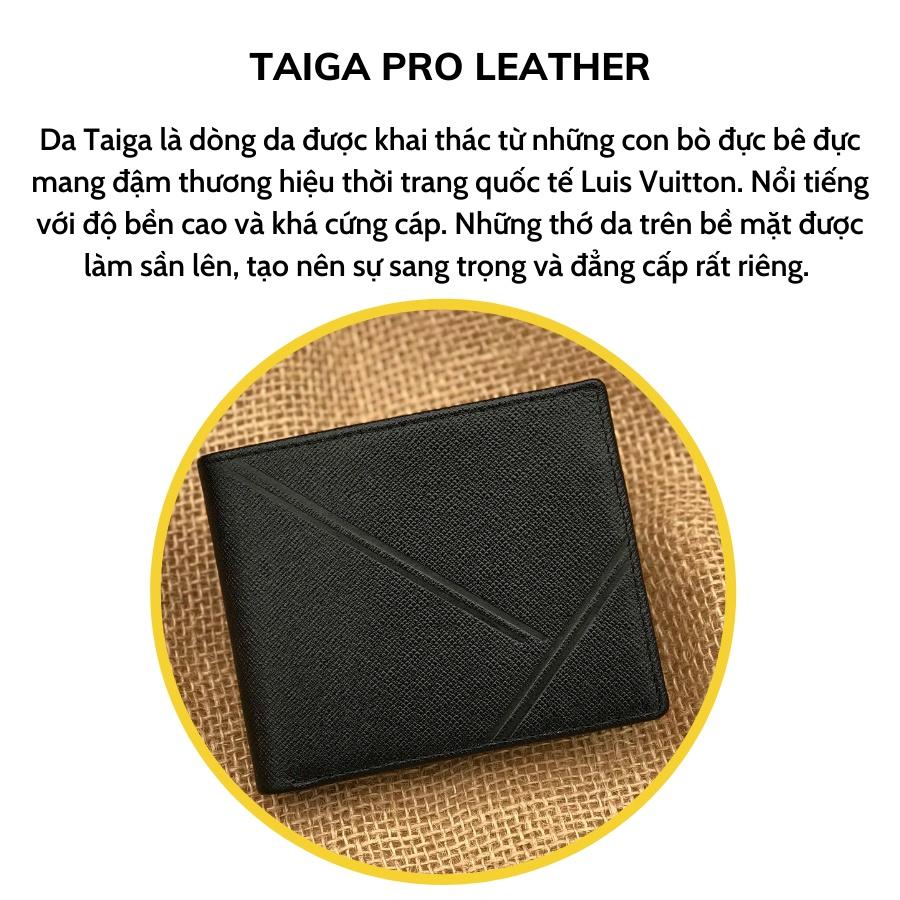 Ví mini nam bóp da bò thật cao cấp LIDAN, sọc Y dáng gập nhỏ gọn nhiều ngăn đựng tiền đựng thẻ LD2