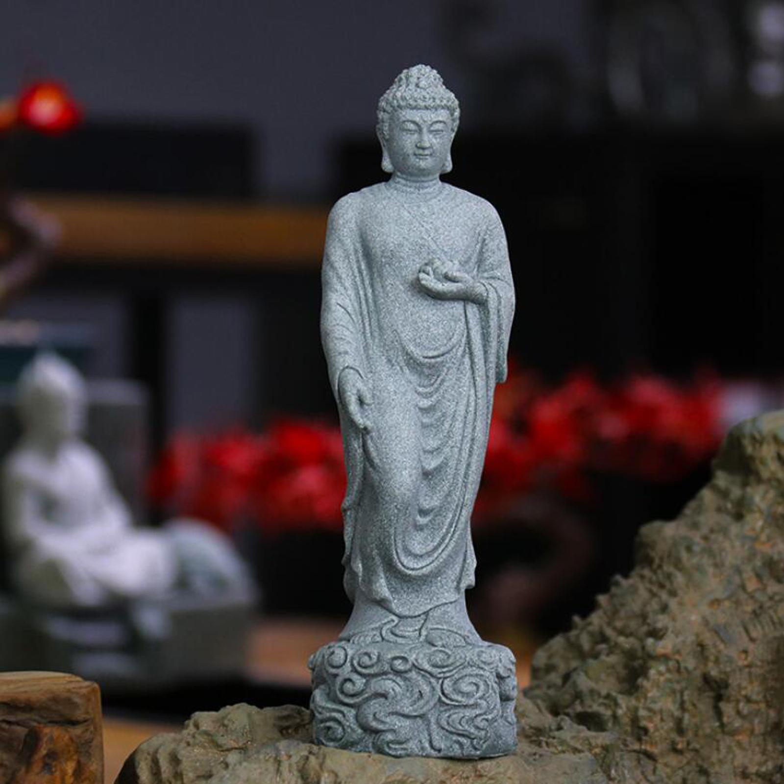 Small Buddha Statue Meditation Gift Standing Craft Porch Garden Home