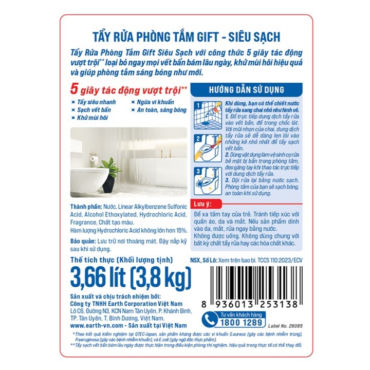 Nước rửa nhà tắm Gift Siêu sạch 3.8kg