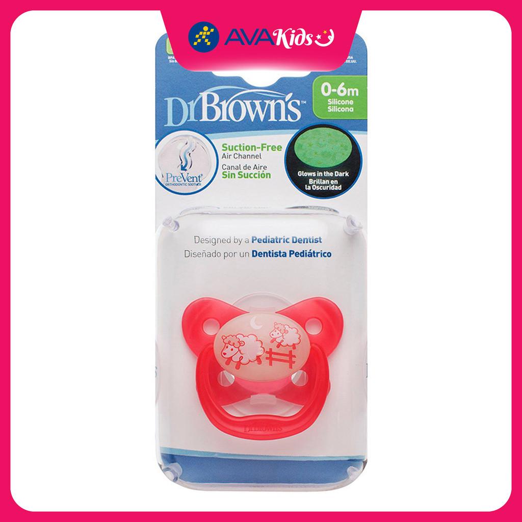 Ti ngậm Dr.Brown's dạ quang (0 - 6 tháng) - Màu hồng - Hàng Chính Hãng