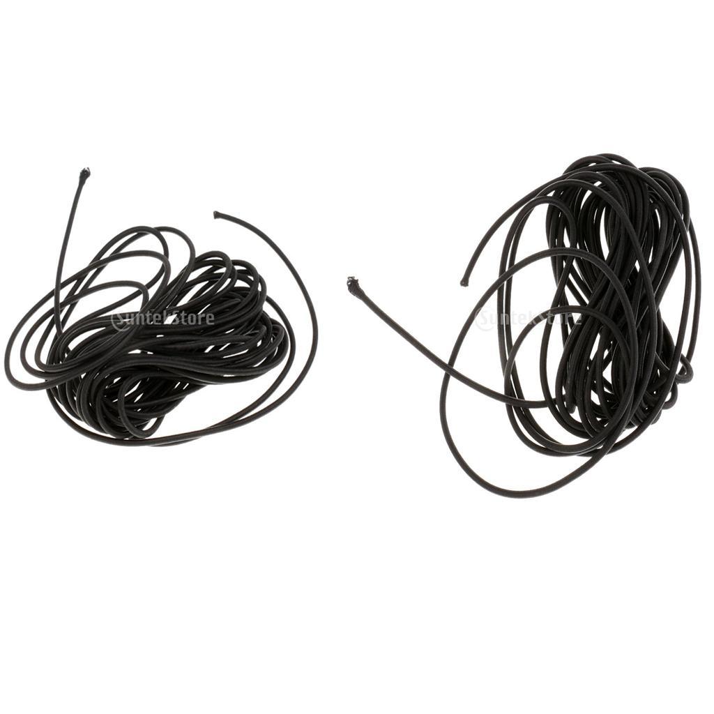 2pcs Black Elastic Bungee Rope Shock Cord Tie down 5m Length 3mm Thickness