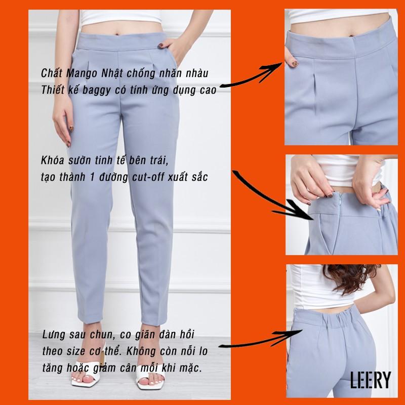 Quần tây nữ công sở quần baggy lưng cao ống đứng thiết kế lưng thun cao cấp màu Đen Xanh Be Ghi Hồng QD-16