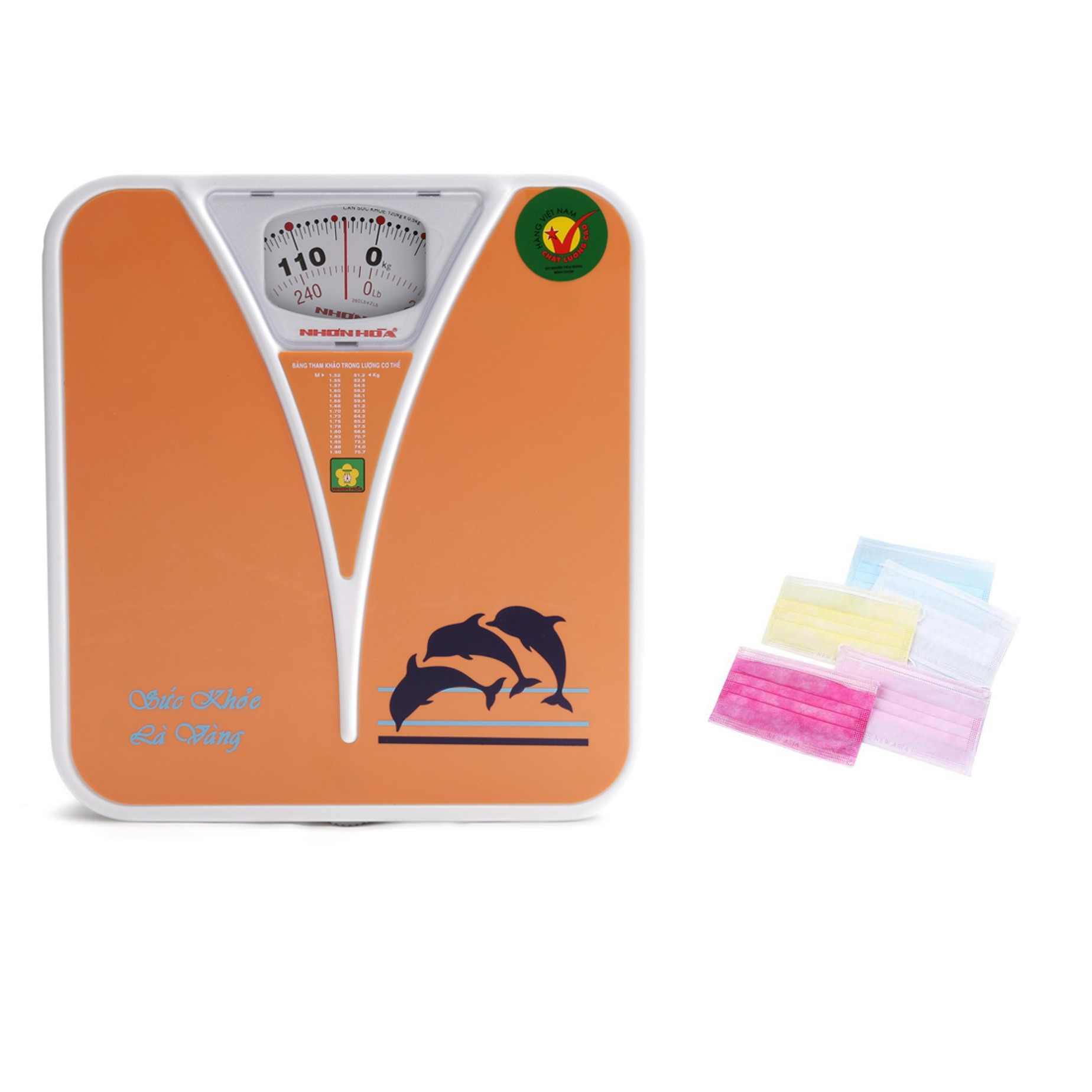Cân Sức Khỏe 120kg Nhơn Hòa NHHS-120-K2 + Tặng 10 Khẩu Trang Màu Sắc Ngẫu Nhiên