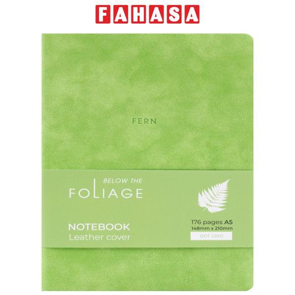 Sổ Bìa Da A5 - Không Kẻ Có Chấm 176 Trang 100gsm - Foliage Fern - The Sun - Màu Xanh Lá Nhạt
