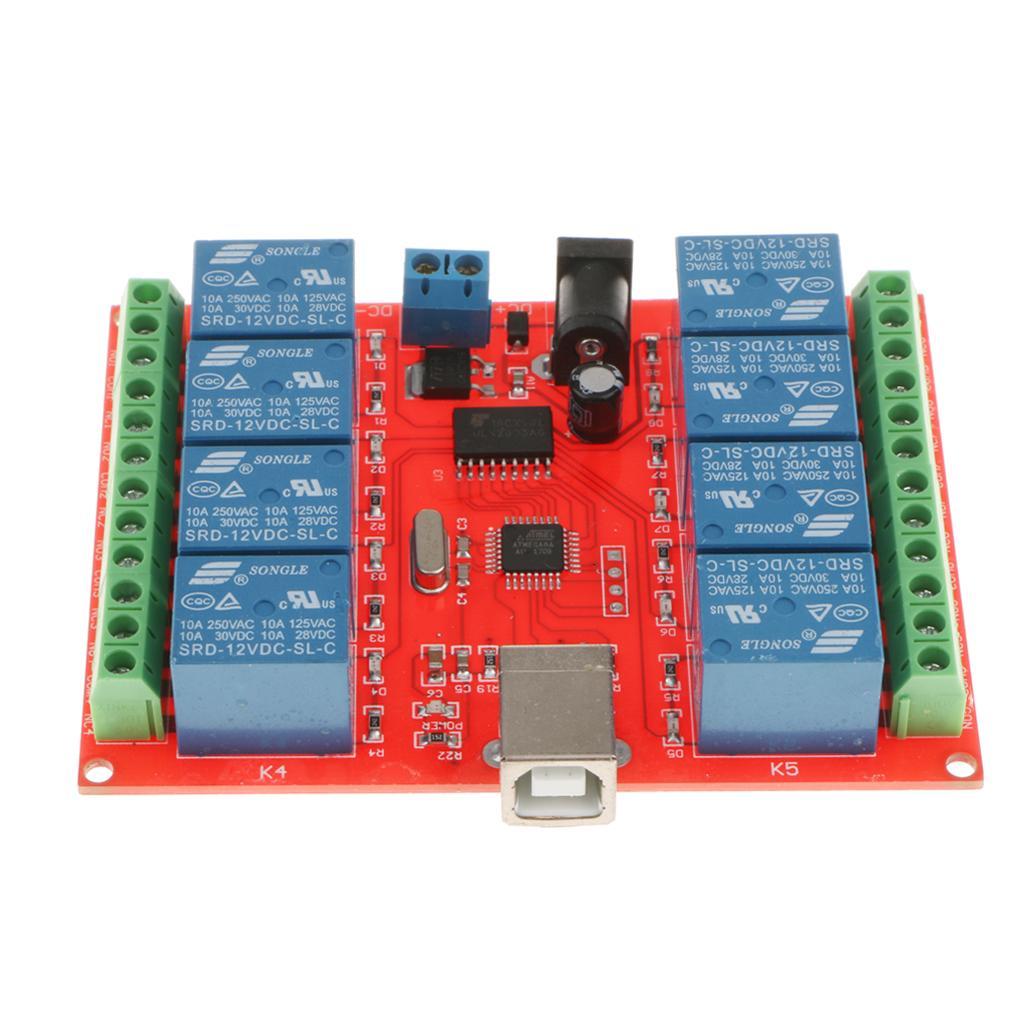DC 12V 8 Channel Indicator Relay Output Relay Module W/ Panel/USB