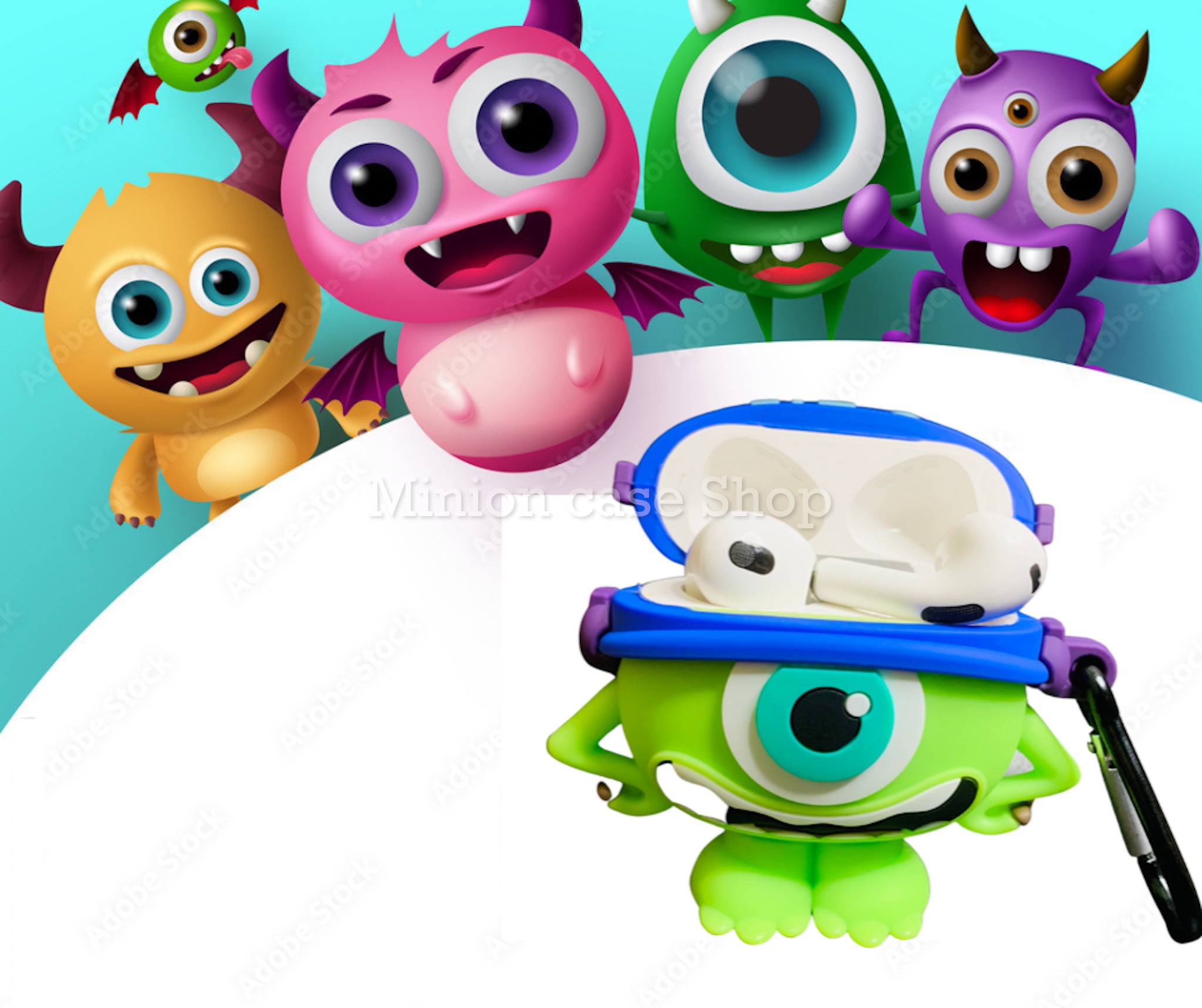 Case bảo vệ dành cho Airpods 3 hình Monster chất liệu silicon 3d cao cấp
