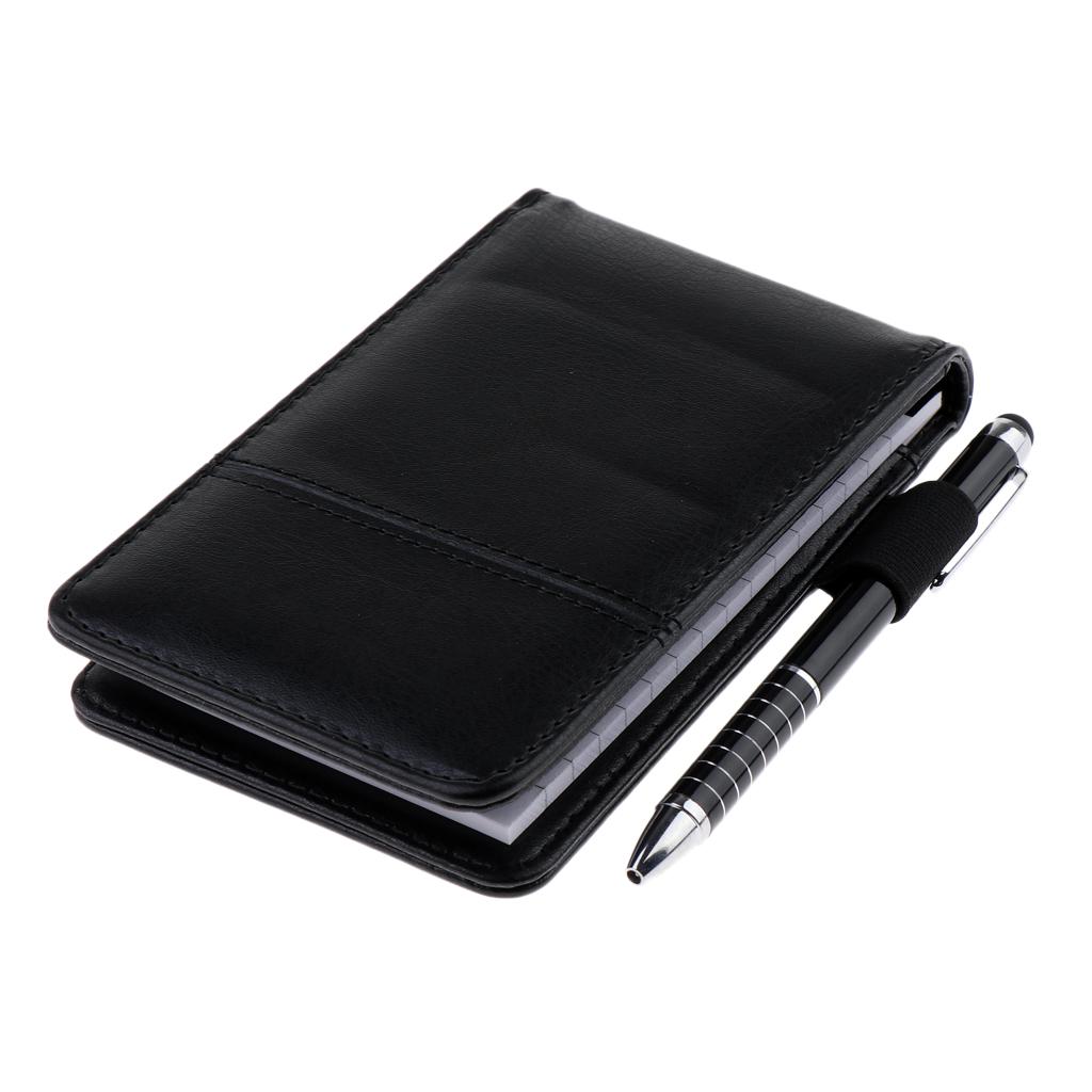 A7 Leather Waterproof Hardcover Notes Book with Calculator+Ballpen Black