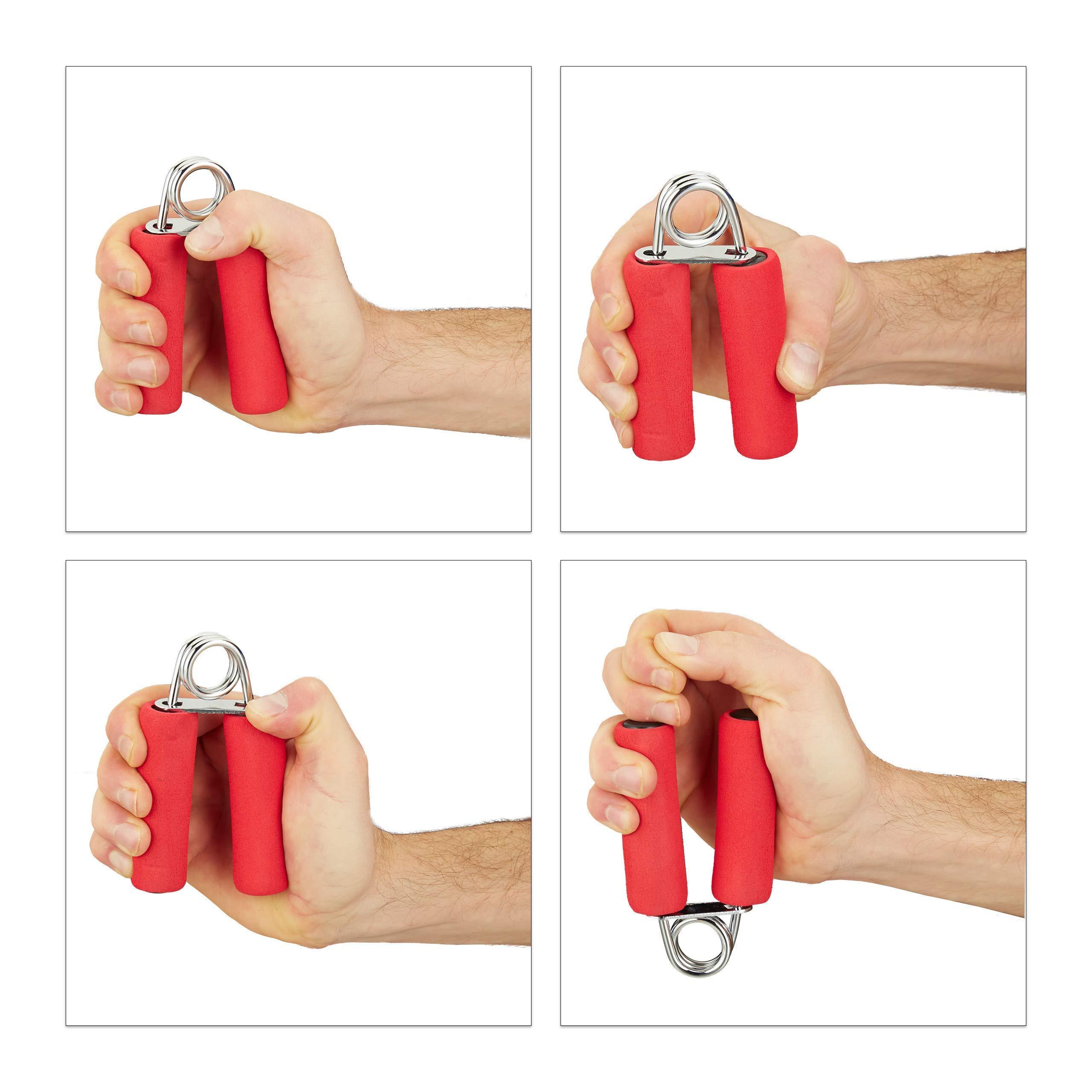 Huấn luyện viên ngón tay trong 3 set, đệm kẹp, huấn luyện viên lực kẹp, huấn luyện ngón tay, lò xo sắt, đỏ, 12 x 9,5 x 3 cm