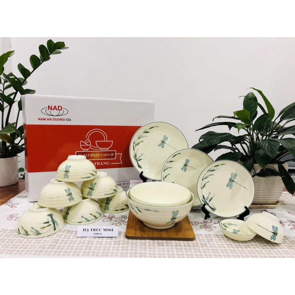 Bộ bát đĩa sứ cao cấp Bát Tràng - Mã SP HẠ TRÚC