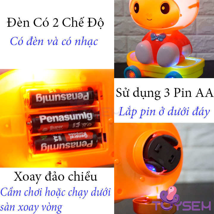 Đèn trung thu chú thỏ và gấu có đèn lướt ván trượt và nhạc cho bé - Lồng đèn Đồ chơi trẻ em