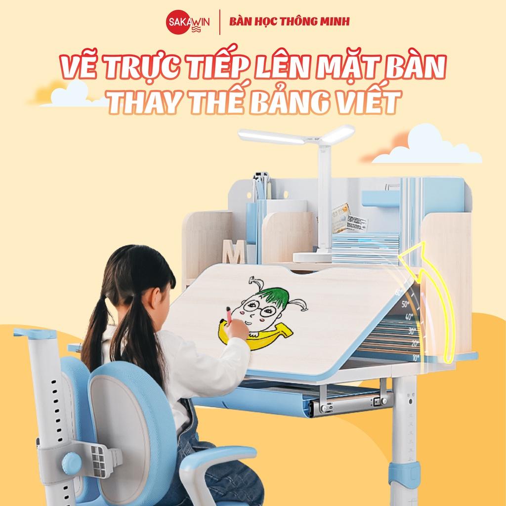 Bàn học cho bé Sakawin S100+, Bàn học sinh có giá sách, Size to 1m, Tuỳ chọn loại ghế Giá nhập Độ bền 20 năm