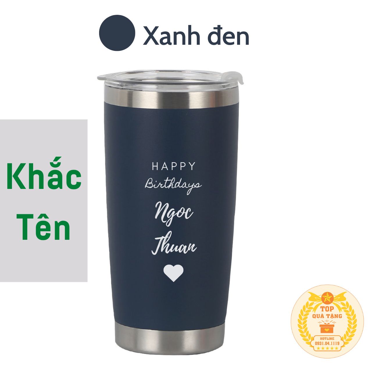 Ly giữ nhiệt LGN600 dung tích 600ml - 2 màu khắc tên theo yêu cầu