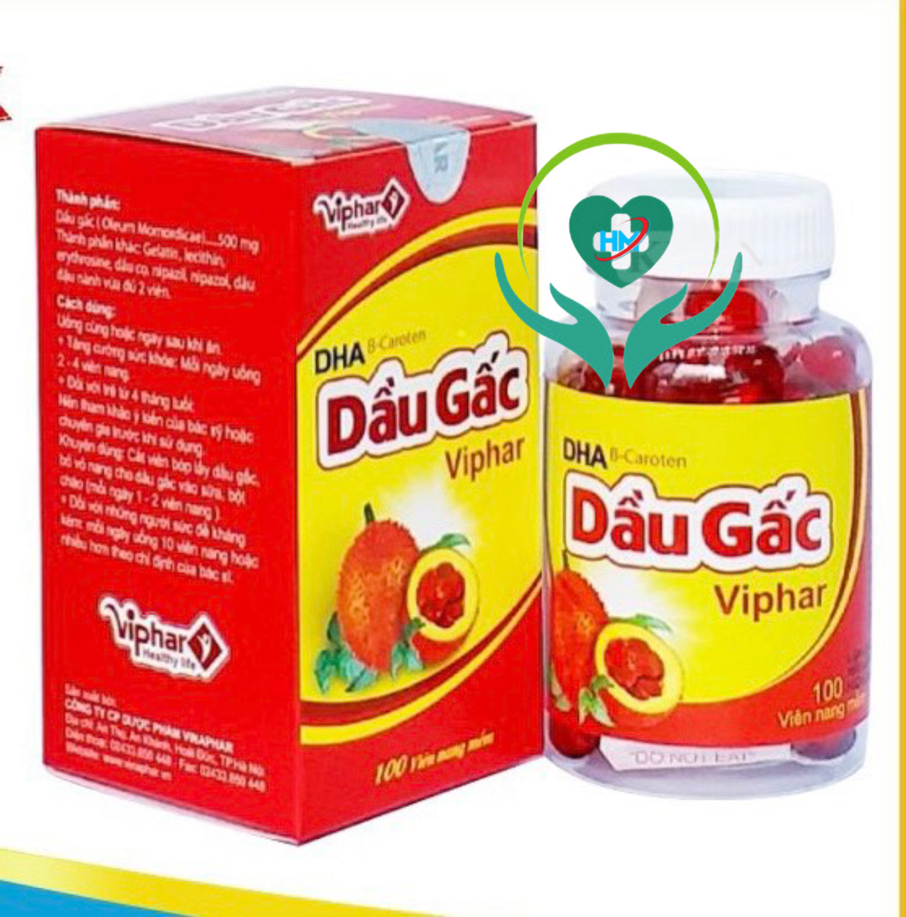 DẦU GẤC DHA Vinaphar - Hộp 100 viên - Tăng cường sức khỏe, nâng cao sức đề kháng, chống oxy hóa, chống lão hóa