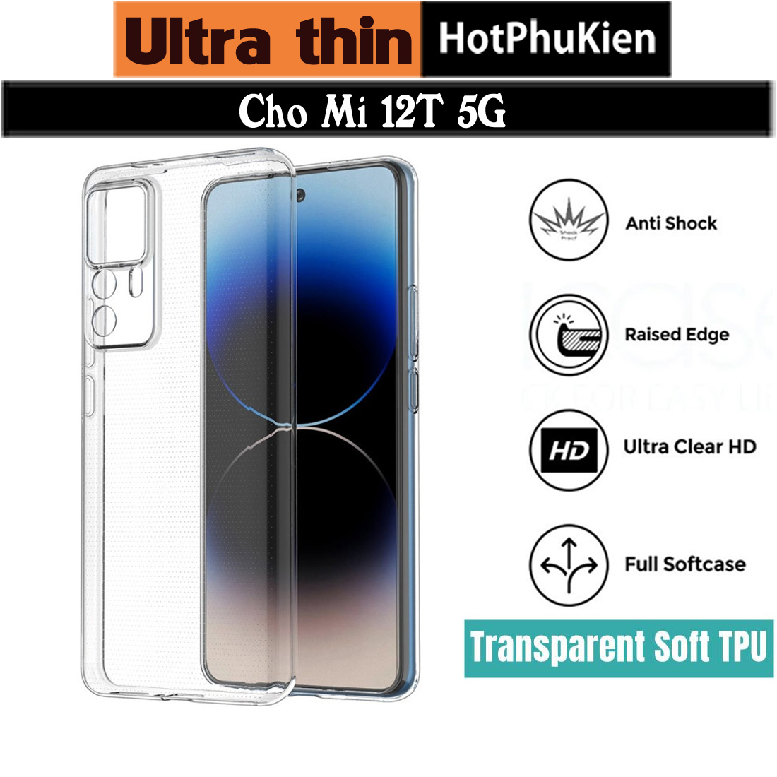 Ốp Lưng Silicon Dẻo Cho Xiaomi Mi 12T 5G 12T Pro 5G Hiệu Ultra Thintrong Suốt Mỏng 0.6Mm Độ Trong Tuyệt Đối Chống Trầy Xước - Hàng Nhập Khẩu