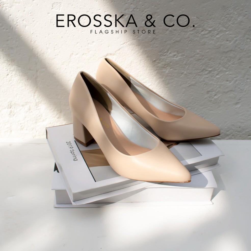 Giày cao gót Erosska thời trang mũi nhọn kiểu dáng cơ bản cao 5cm màu bò _ EP011