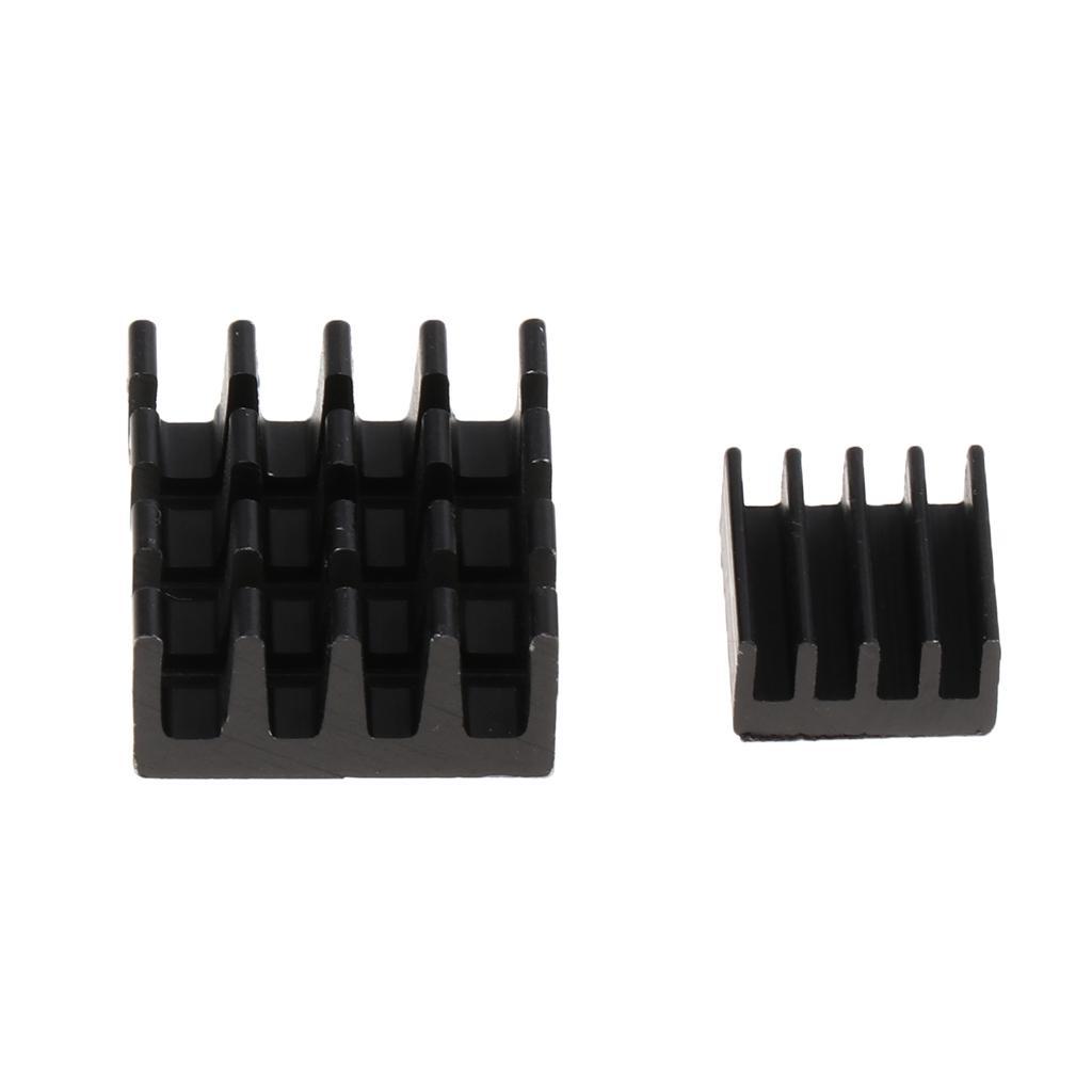 2Piece 14x14x7mm Black Aluminum Heatsink Cooler Cooling Kit For Raspberry Pi