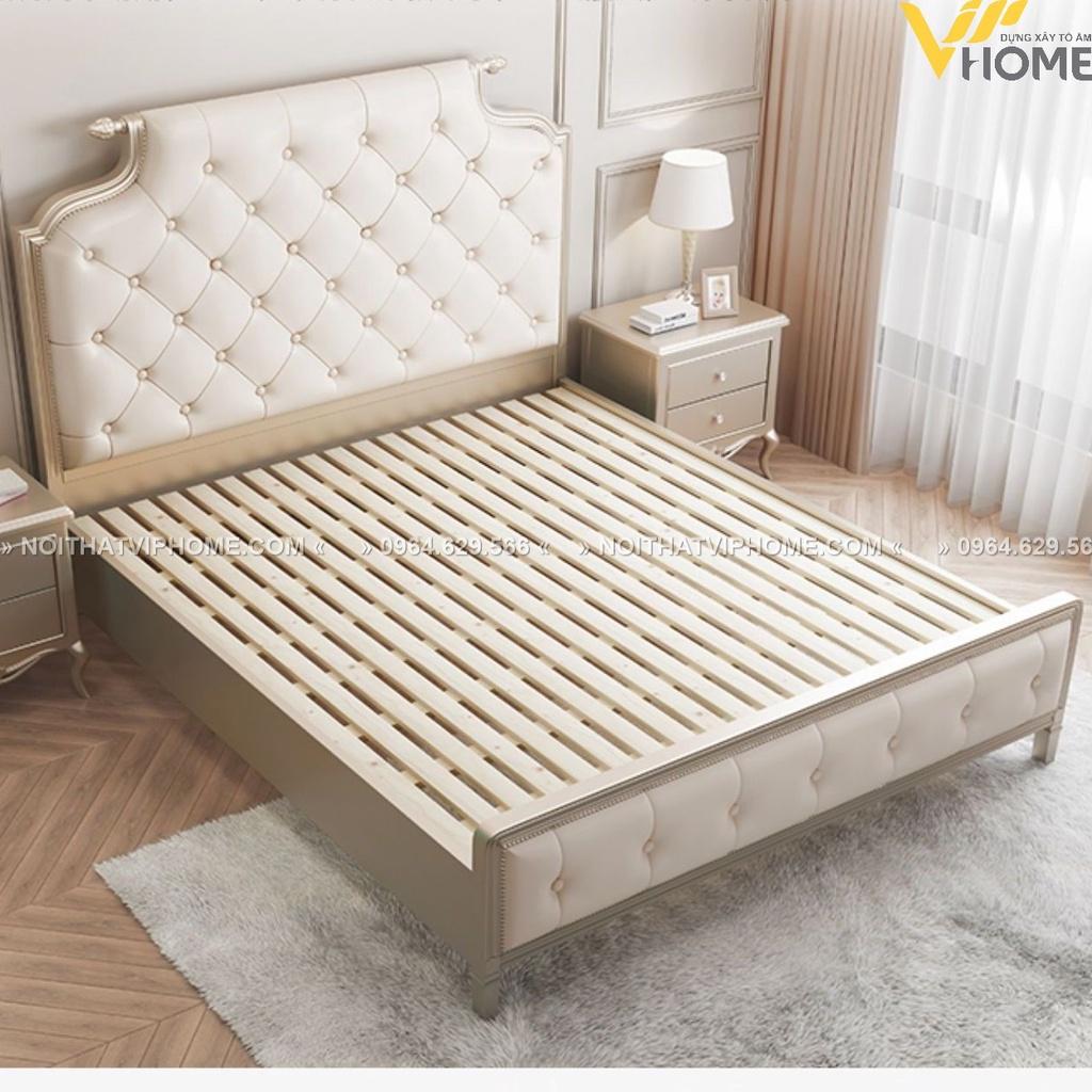 Giường ngủ bọc da nhập khẩu phong cách tân cổ điển đẹp GBD-00132.