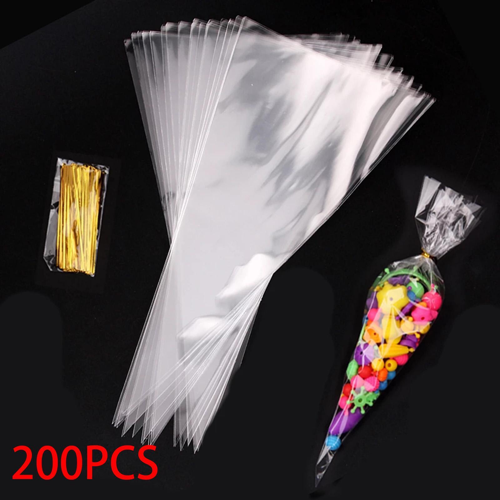 200 Pieces Cone Shaped Bags Cello Treat Bags  Bag for Party Favour