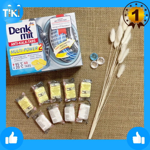 Combo 10 Viên Tẩy, Vệ sinh Lồng Máy Giặt Denkmit Anti Kalk Tabs, sử dụng 1-2/tuần, khử mùi ẩm mốc, thích hợp khi khí hậu nồm ẩm, phơi đồ lâu khô