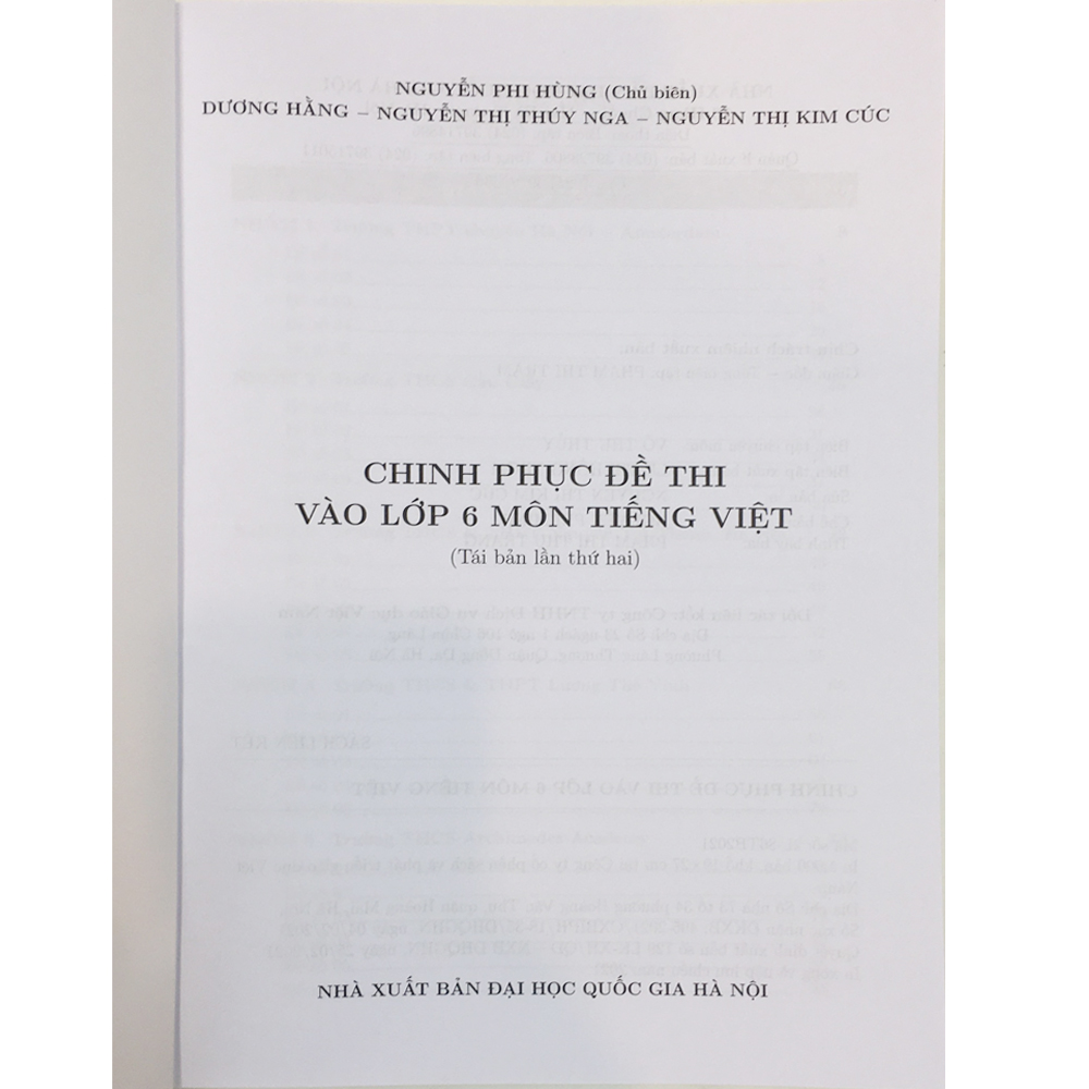 Chinh Phục Đề Thi Vào Lớp 6 Môn Tiếng Việt - Tái Bản Lần Thứ 2 - 2021