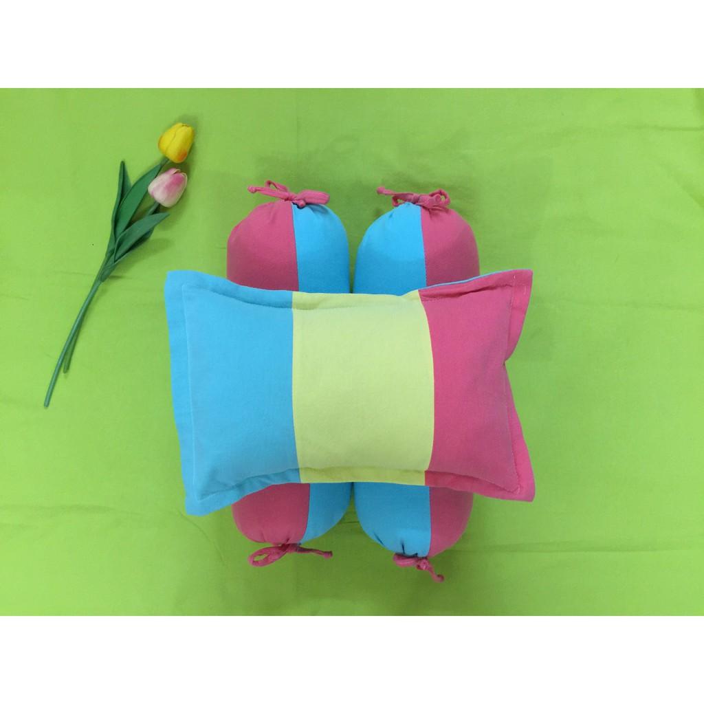 Gối Nằm Cotton Gòn Cho Bé 3 Sọc Màu 20x33cm - Màu Ngẫu Nhiên