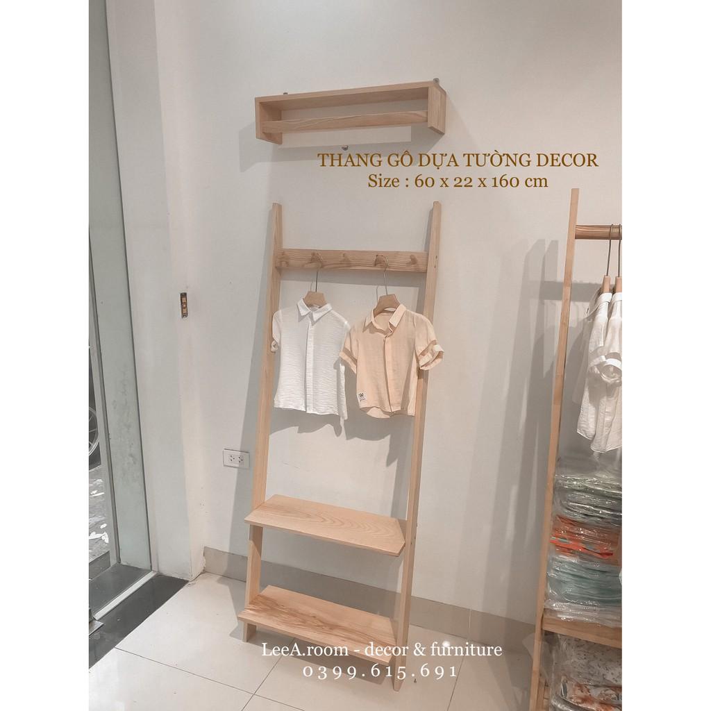 THANG GỖ DỰA TƯỜNG TREO QUẦN ÁO, PHỤ KIỆN CHỤP HÌNH, DECOR SHOP (ẢNH THẬT, CÓ SẴN)