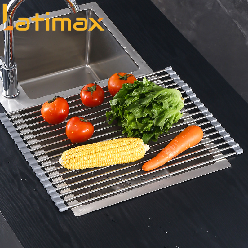 Kệ gác bồn rửa chén bát Inox 304 gấp gọn Latimax - Giá gác bồn rửa chén đa năng