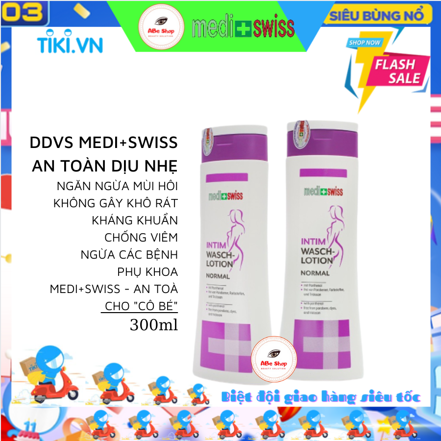 DUNG DỊCH VỆ SINH PHỤ NỮ MEDI+SWISS ITIM WASCH-LOTION NORMAL - AN TOÀN - DỊU NHẸ - HỖ TRỢ NGỪA VIÊM NHIỄM 300ml