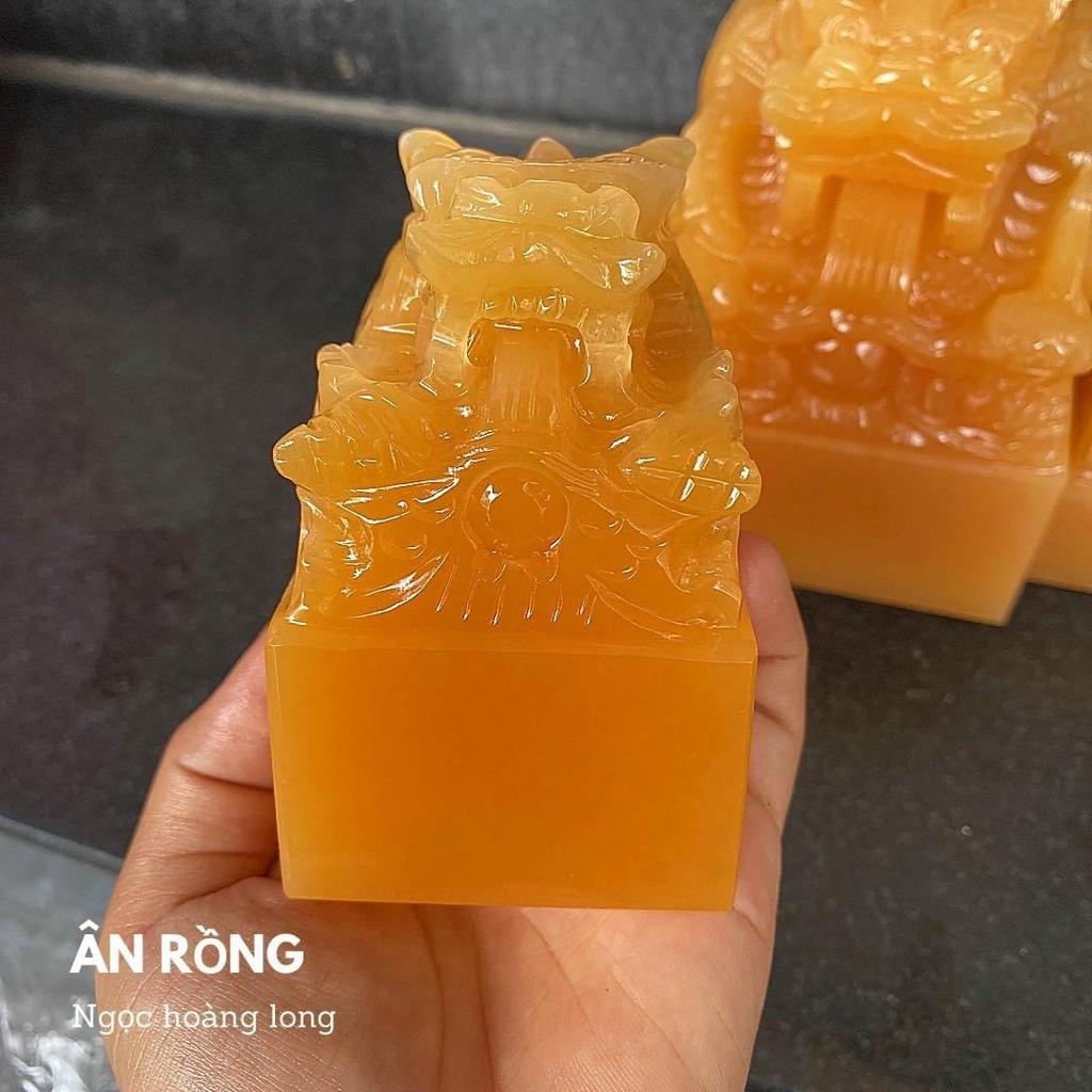 Ấn Rồng Đá Ngọc Hoàng Long , Ấn Phong Thủy Để Bàn - Cao 10cm & 12cm & 15cm
