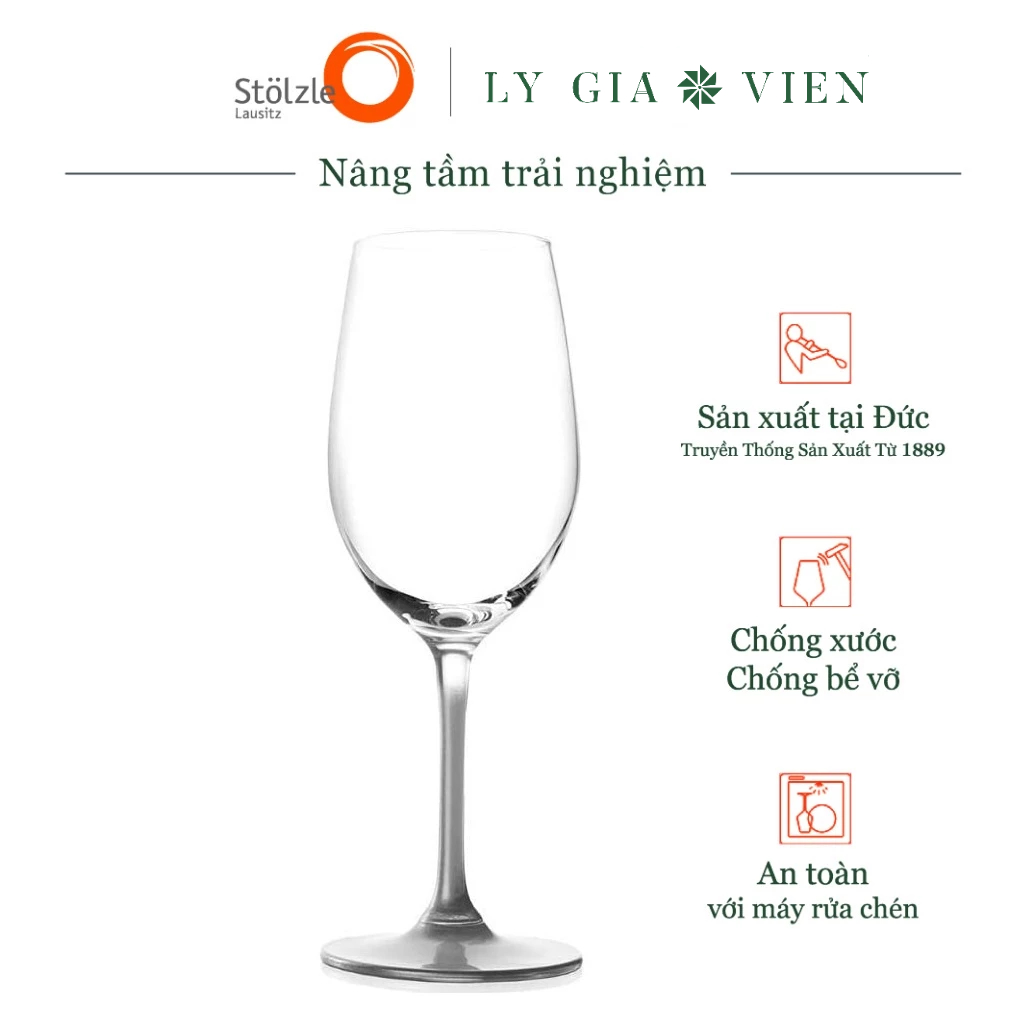 Ly Vang Trắng Stoelzle Event White Wine Glass 360ml - Chắc Chắn & Đế Ly Ổn Định - Dễ Sử Dụng Cho Tiệc Và Sự Kiện Lớn