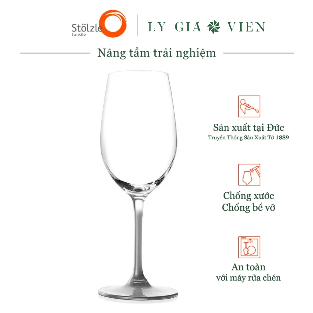 Ly Vang Trắng Stoelzle Event White Wine Glass 360ml - Chắc Chắn &amp; Đế Ly Ổn Định - Dễ Sử Dụng Cho Tiệc Và Sự Kiện Lớn