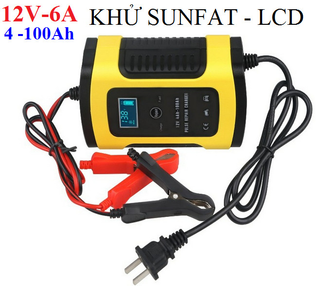 Sạc bình acquy 12 v có chức năng khử sun phat thông minh tự ngắt khi đầy từ 4ah-100ah