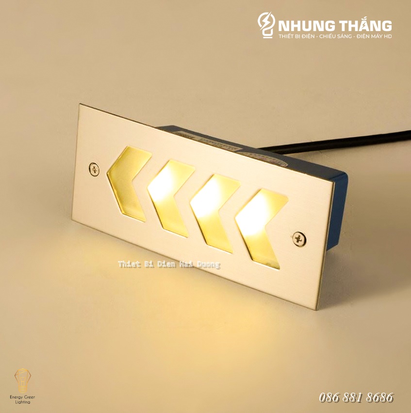 Đèn Âm Tường,Chân Cầu Thang DA-05 LED Hình Mũi Tên - Chống Nước IP65 - Mặt Nhôm Cao Cấp - Có Video
