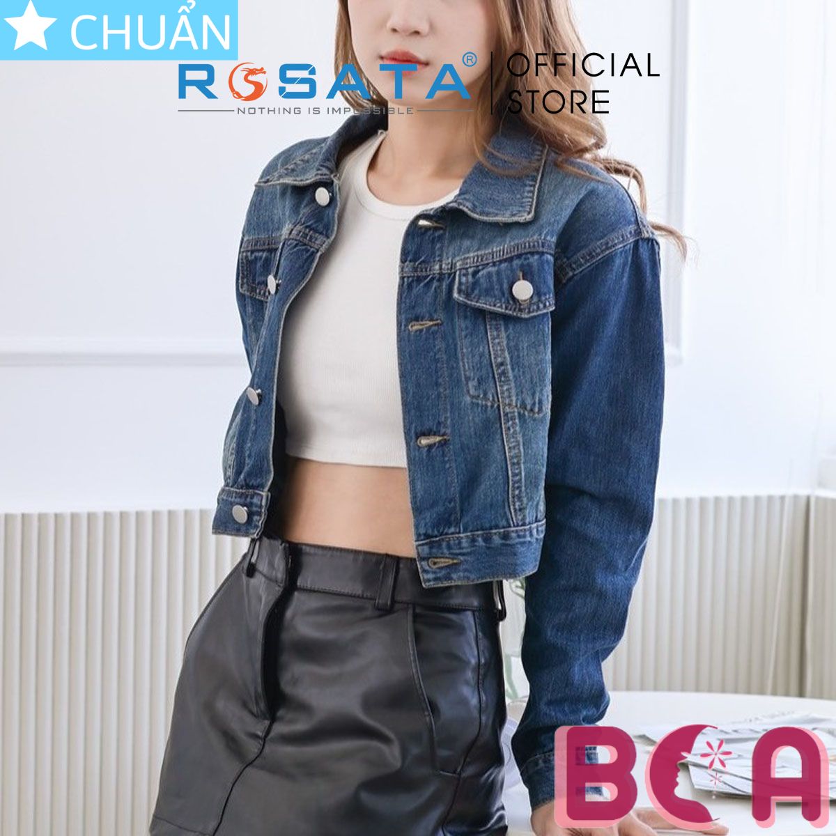 Hình ảnh Áo khoác Jeans nữ lửng K32 màu Jeans cổ điển kết hợp tẩy nhạt làm điểm nhấn thu hút ánh nhìn bằng sự cá tính và trẻ trung