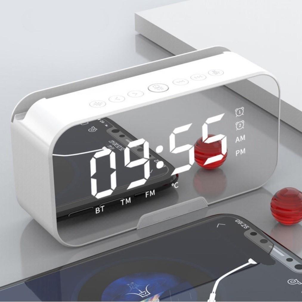 Loa bluetooth đồng hồ báo thức G10 Plus màn hình tráng gương hiển thị đèn led nghe đài fm radio