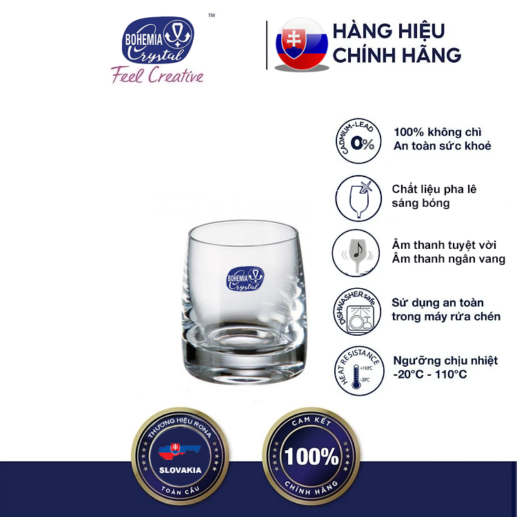 Bộ 6 ly uống rượu mạnh pha lê Tiệp khắc 060 ml