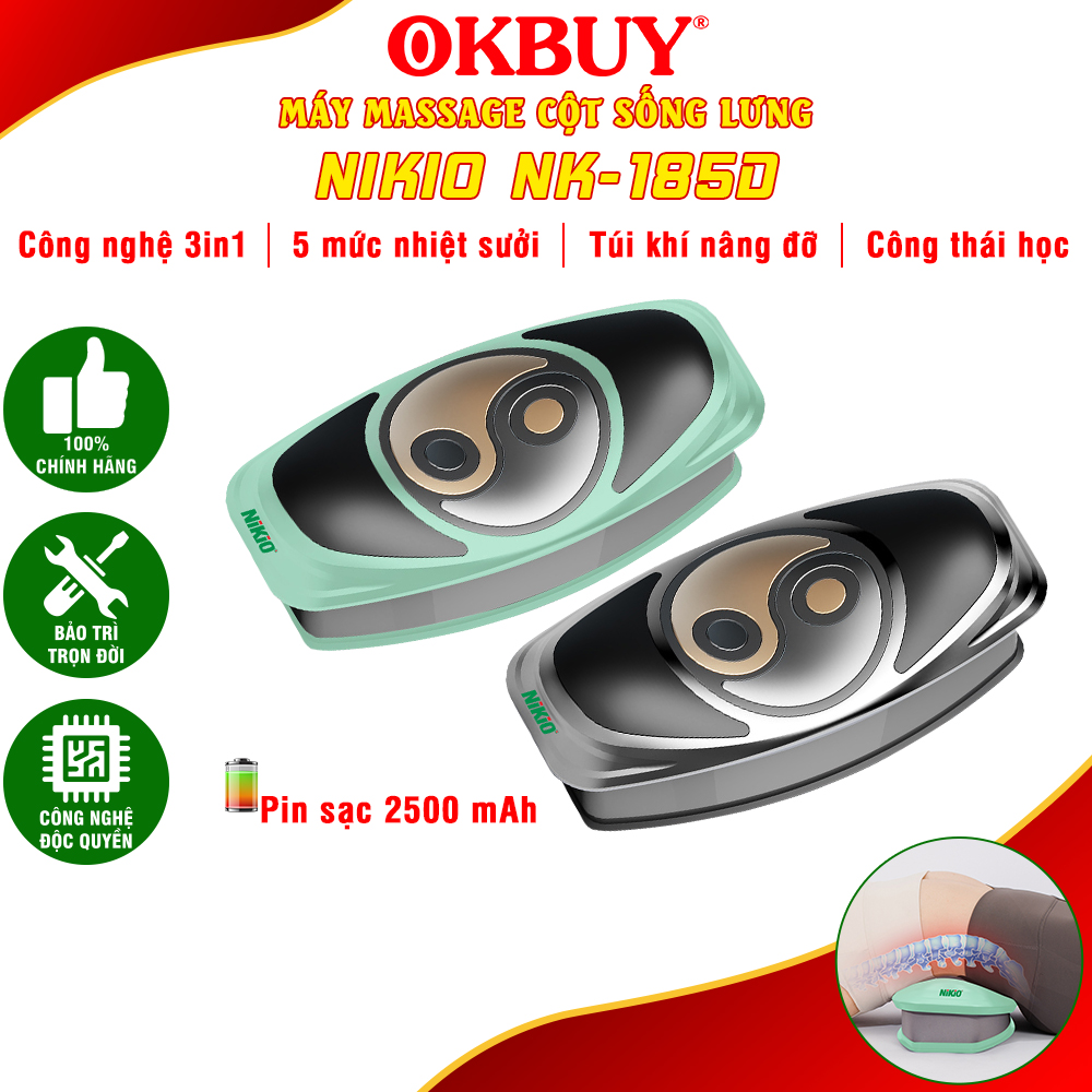 Máy massage lưng và cột sống Nikio NK-159, Dòng pin sạc, công nghệ kéo giãn cột sống lưng bằng túi khí hỗ trợ giảm đau mỏi và bệnh lý vệ cột sống