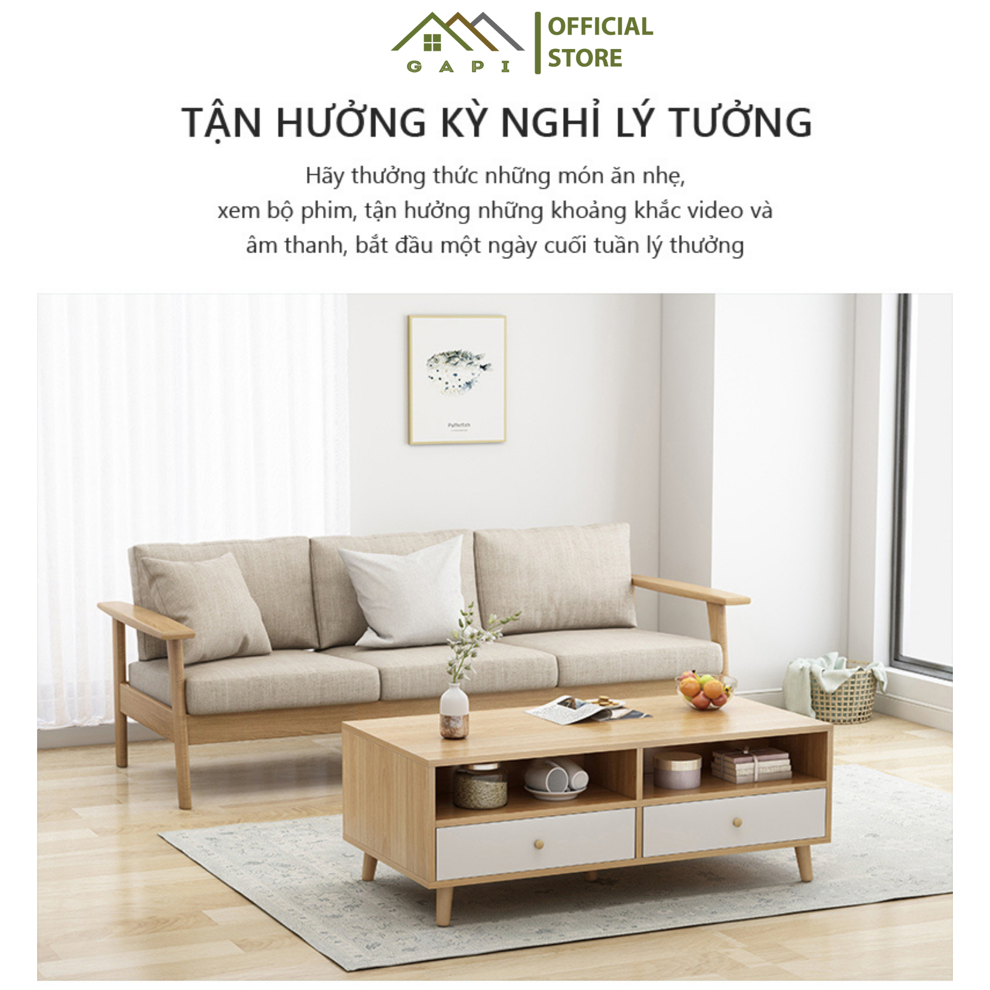 Bàn Trà SOFA Kết Hợp 2 Ngăn Kéo Phong Cách Tân Cổ Điển - GP169