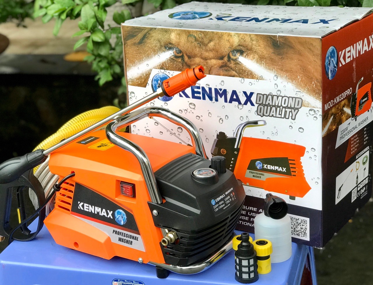 MÁY XỊT RỬA XE CHỈNH ÁP 3200W KENMAX KM320PRO ( SIÊU KHỎE, BỀN, ROTOR 100% DÂY ĐỒNG)- HÀNG CHÍNH HÃNG