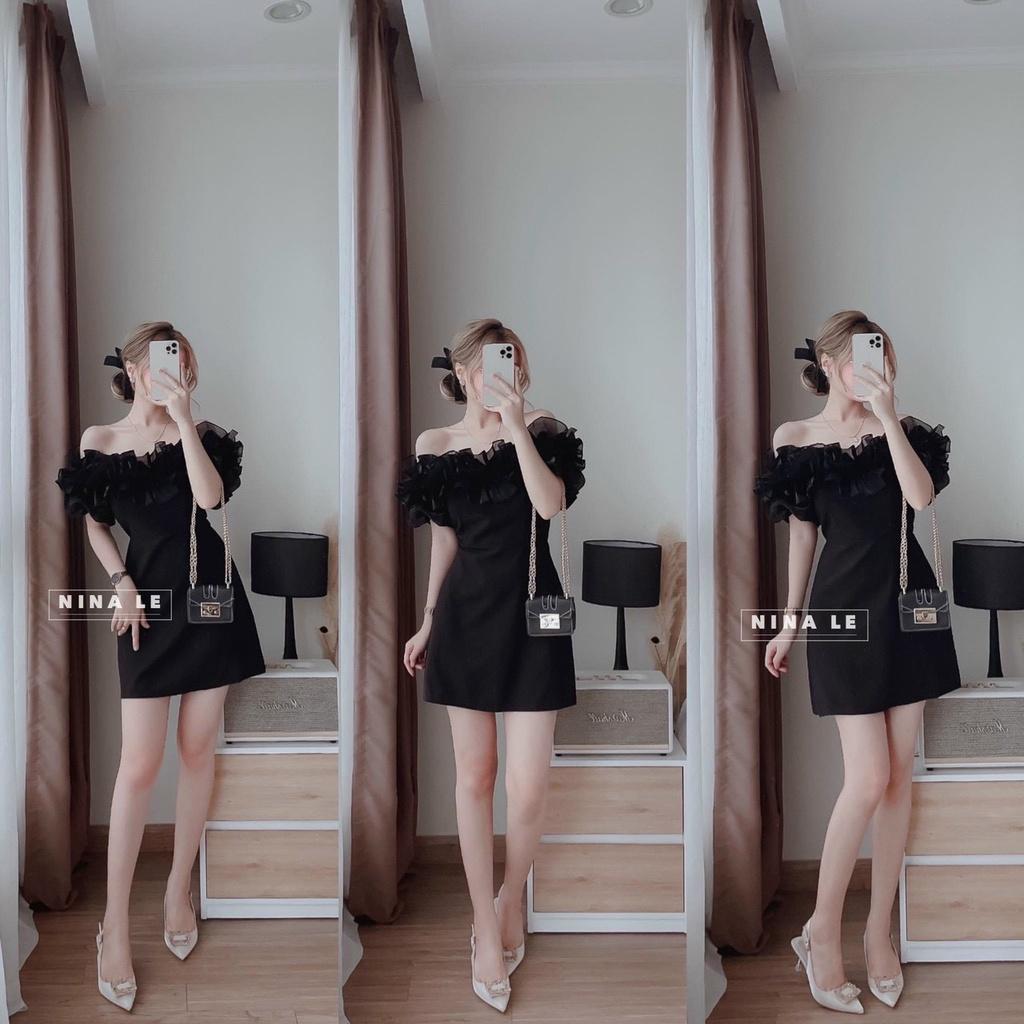 Váy đầm nữ body kiểu trễ vai phối bèo tầng dễ thương