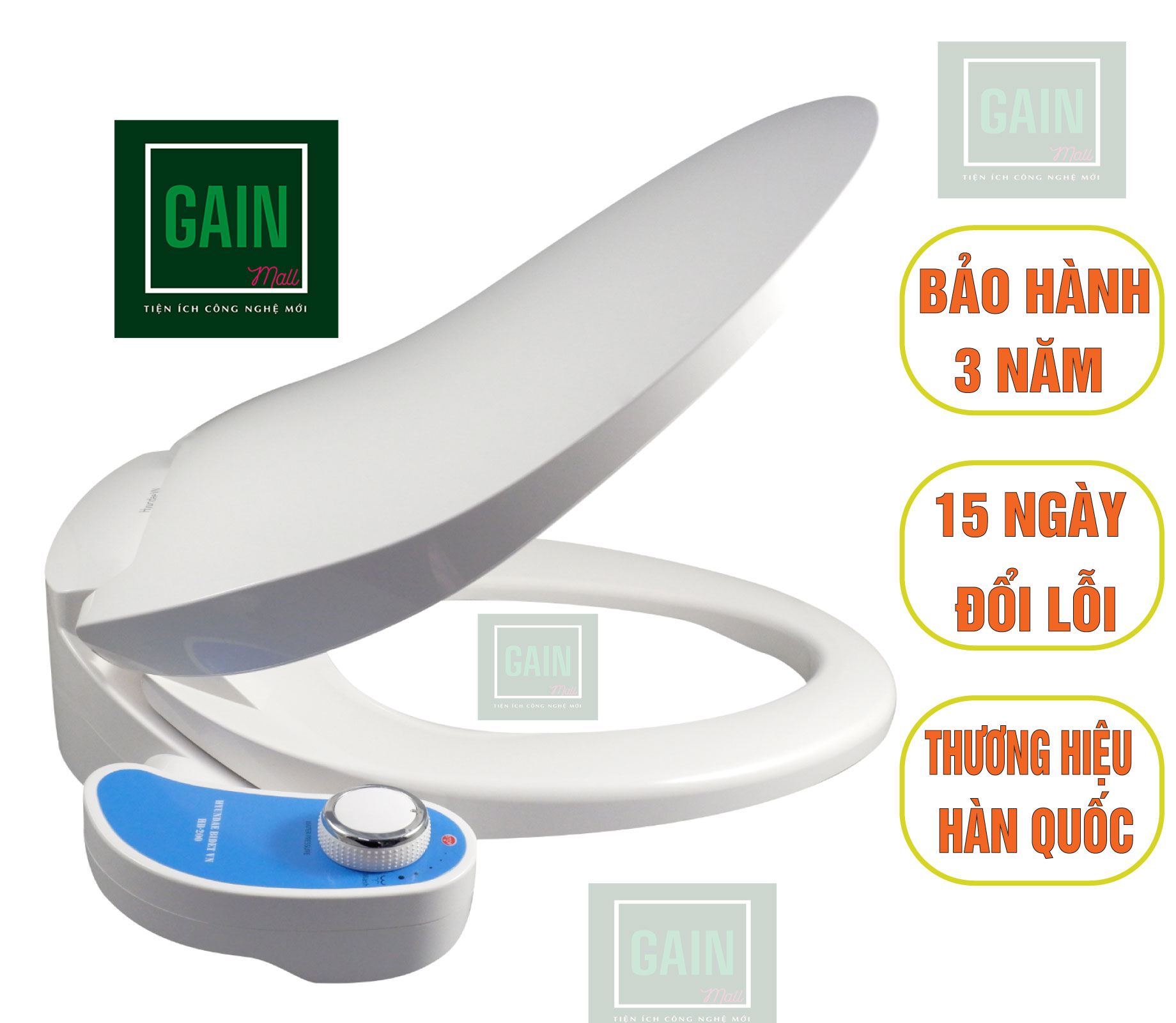 Nắp Bồn Cầu Vệ Sinh Thông Minh Hyundae Bidet HB200, Hàng Chính Hãng BH 3 Năm 1 Vòi Phun Nước Lạnh, Không Dùng Điện