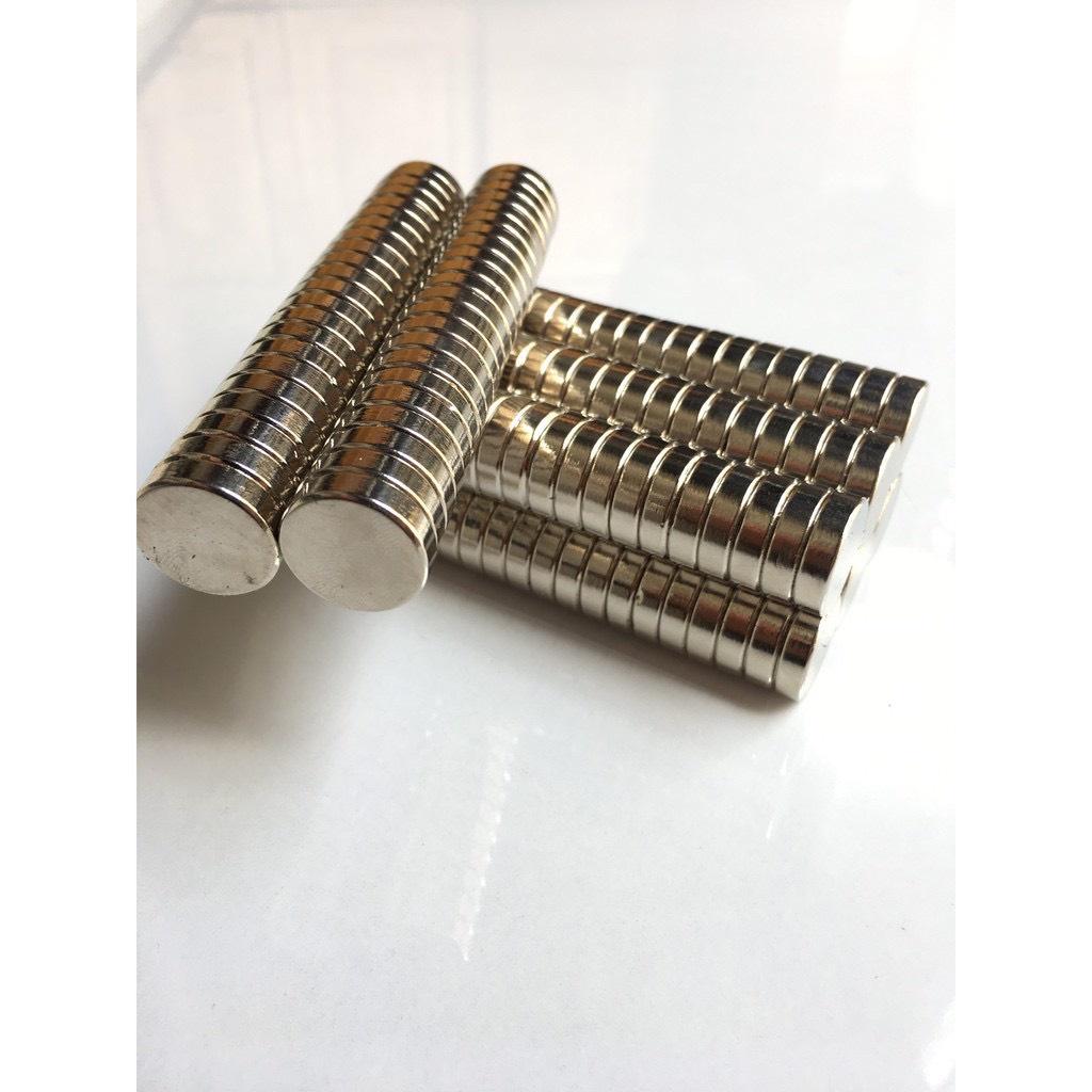 Nam châm 18x4mm viên hình tròn màu trắng bạc siêu mạnh