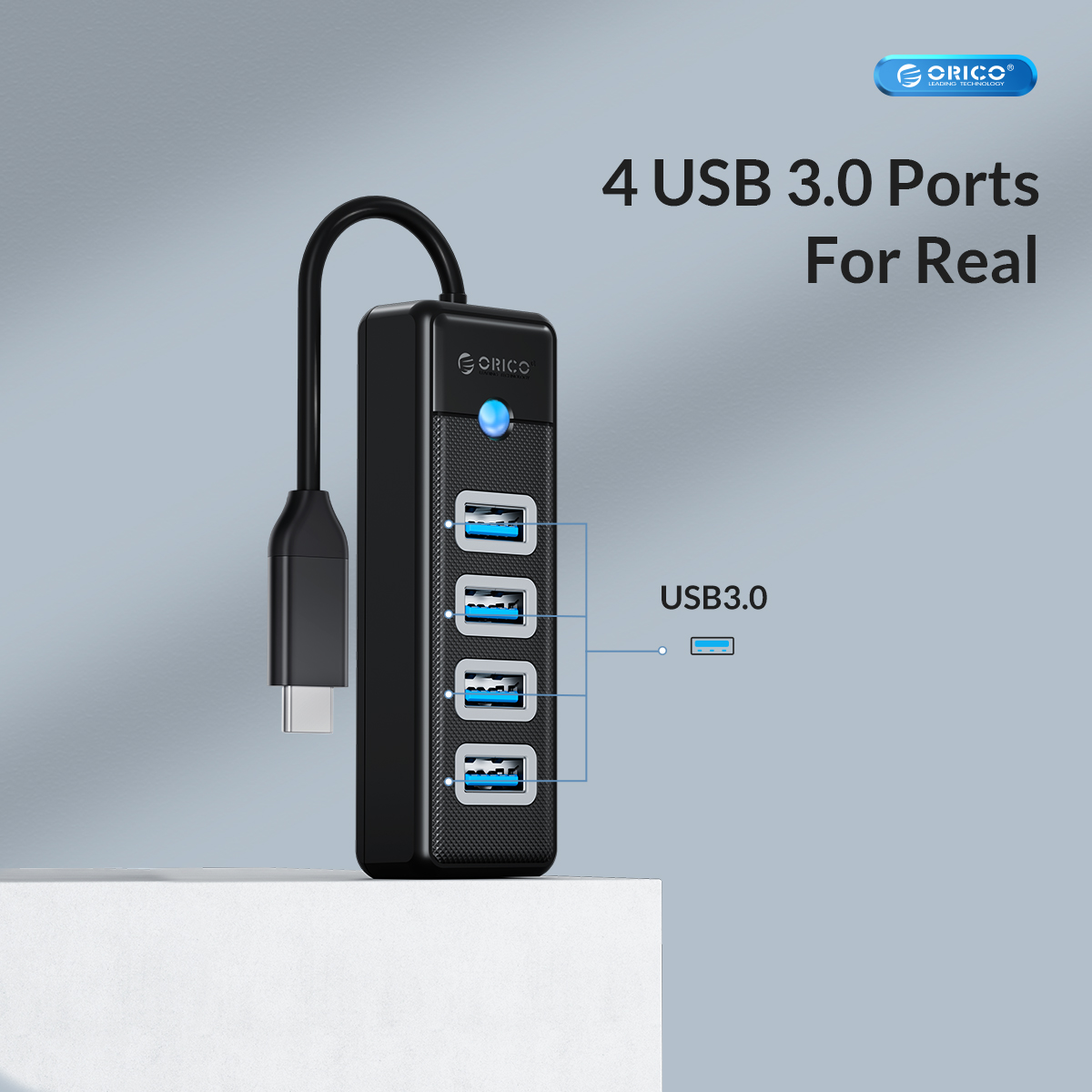 Bộ Chuyển Đổi HUB TypeC 1 USB ra 4 cổng USB 3.0 5Gps PW4U-C3-015 Orico - Hàng Chính Hãng