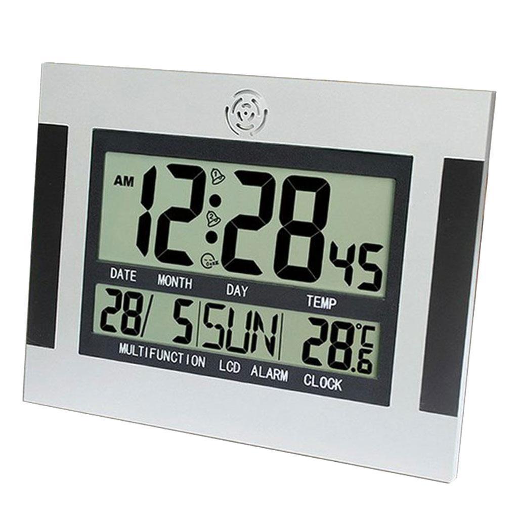 3X Large LCD Wall Clock Digital Clock with Date Temperature for Living Room